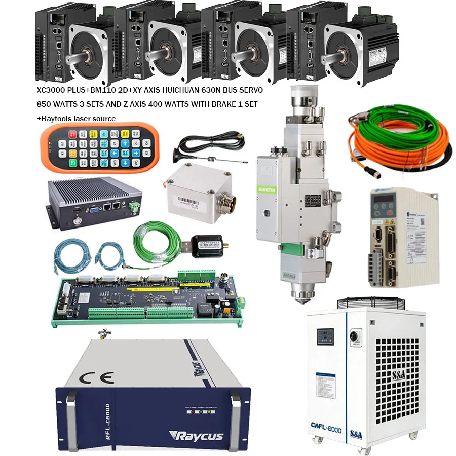 Raytools XC3000 Plus laser cutting head BM110 3.3KW 1500W 2000W 3000W RFL-C020 C025 C3000S-CE laser source Huichuan servo chille