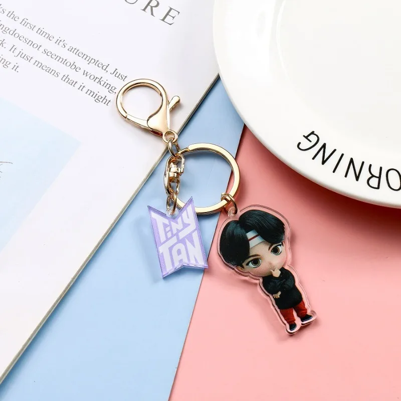 New BTS Jung Kook JIN J-HOPE Creative Cartoon Q Edition Acrylic Keychain Personality Peripheral Backpack Decorative Pendant Gift view 5