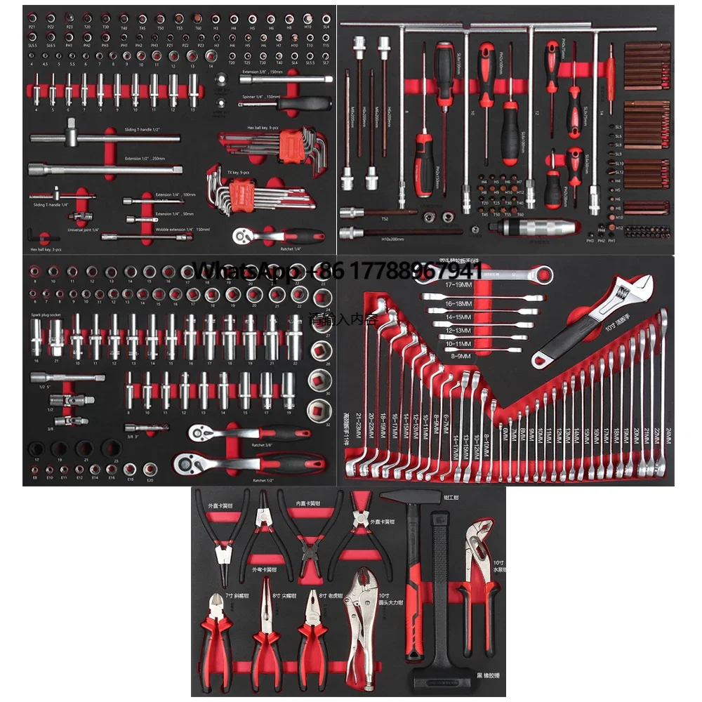 

324 Pcs Hand Tools Sets for Car Repair CRV Hand Tools Hammer Knife Wrench Combination with Toolbox Carton Box Cabinet 2 Years