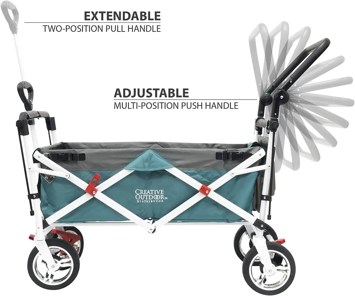 Outdoor Distributor Push and Pull Double Stroller for Toddlers & Kids with Removable Canopy and Seat Belt Harnesses, Co