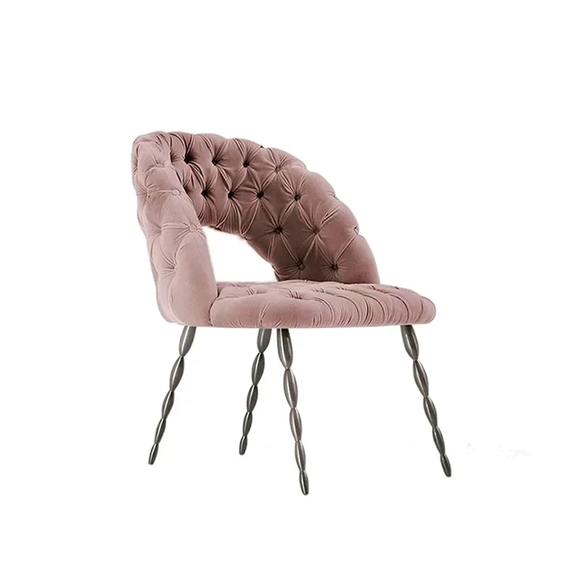 Italian leather dining chair light luxury high-end designer negotiation chair modern household stainless