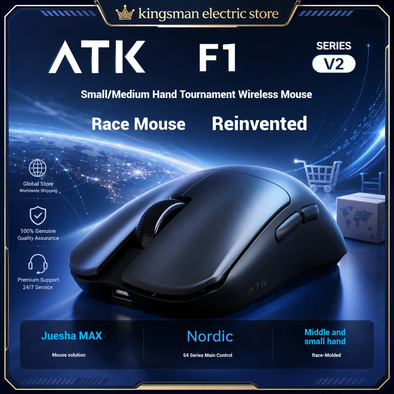 ATK Blazing Sky F1 V2 CSGO Mouse Lightweight PAW3950Ultra 8000Hz Ergonomic Wireless Extreme Ultimate Gaming