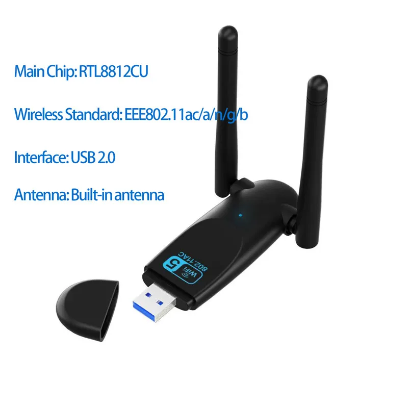 Adapter WiFi 600Mbps WiFi5 G & 2.4G karta USB WiFi klucz sprzętowy do laptopa stacjonarnego Wifi antena USB karta sieciowa Ethernet