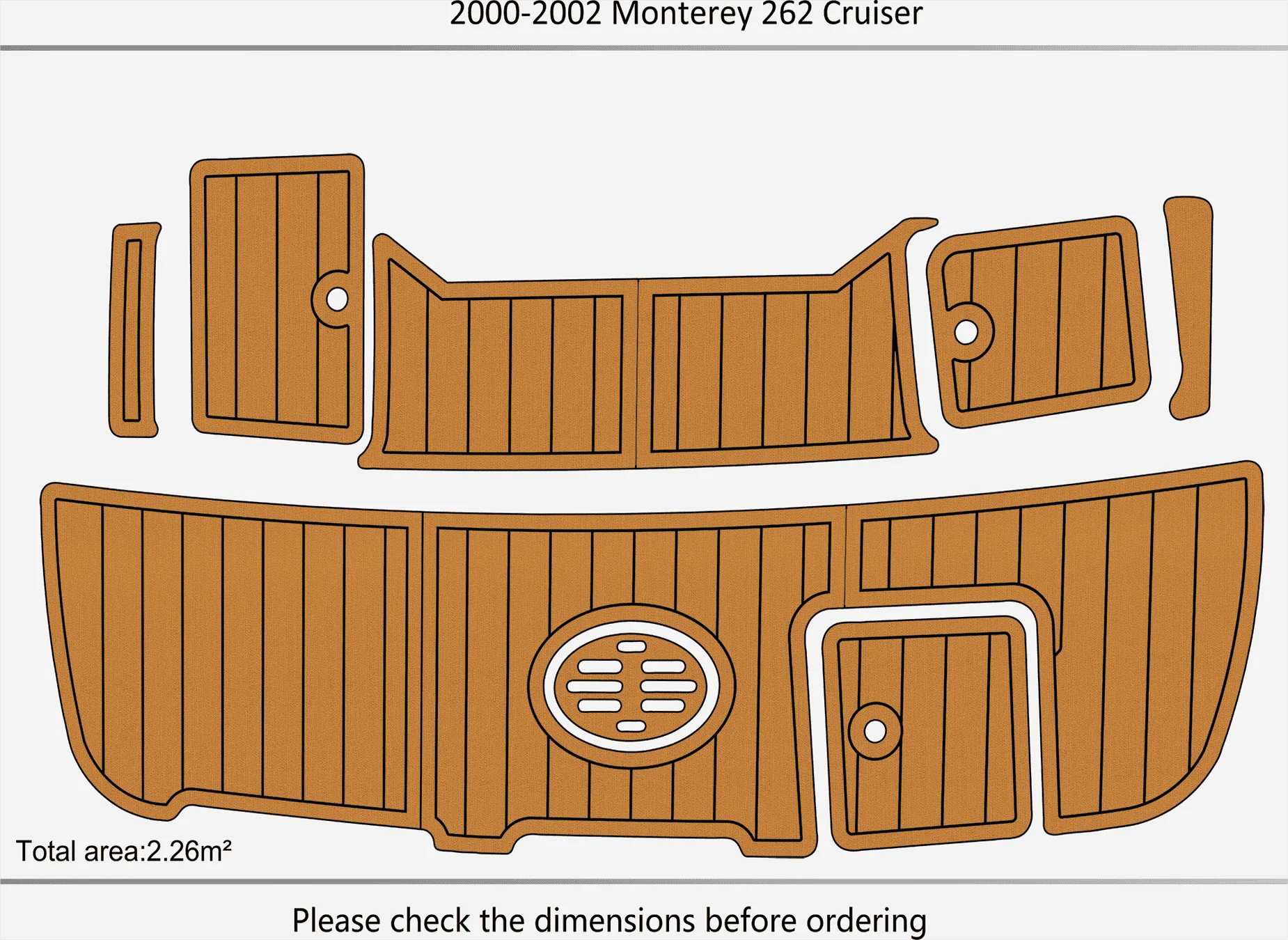 المضادة للانزلاق إيفا فو خشب الساج ذاتية اللصق 6 مللي متر قارب التزيين الوسادة ل 2000-2002 مونتيري 262 كروزر يخت قمرة القيادة أرضية بحرية متينة #2