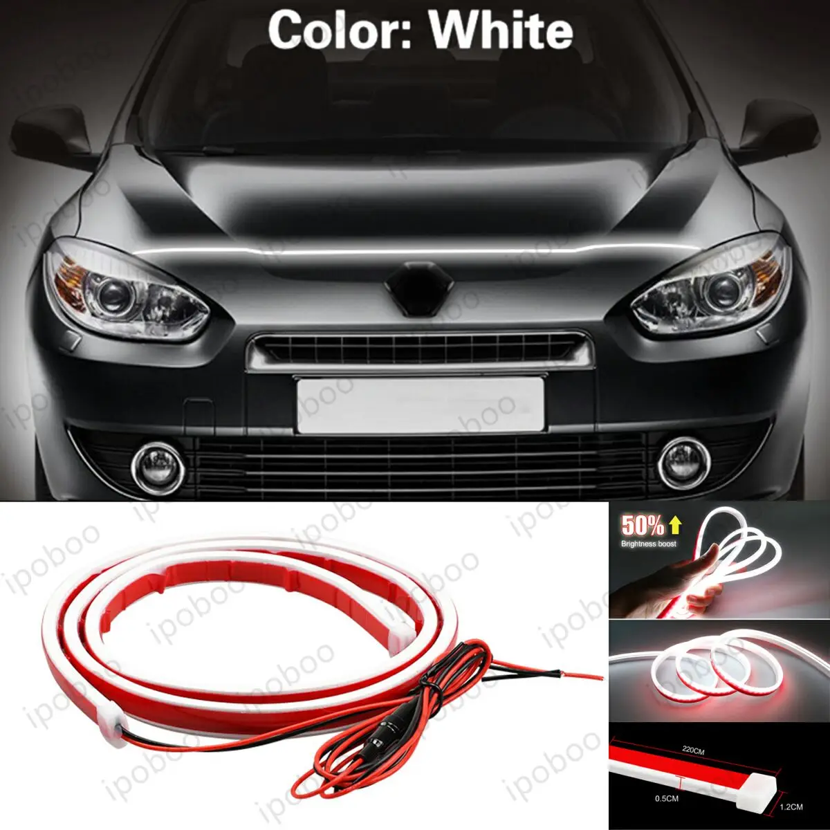 

86" LED Hood Light Strip For Renault Fluence 2009-2018 Flexible Dynamic Scan Start Up Hoodbeam Kit Engine Cover Decoration Light