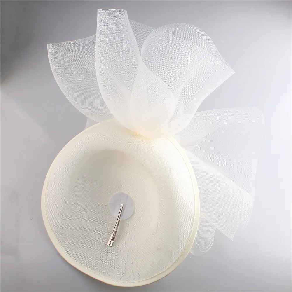 Fascinadores grises para mujer, sombrero de pastillero de gasa de lino para Festival de carreras de caballos, sombreros de boda real, vestido Derby, sombreros de cóctel