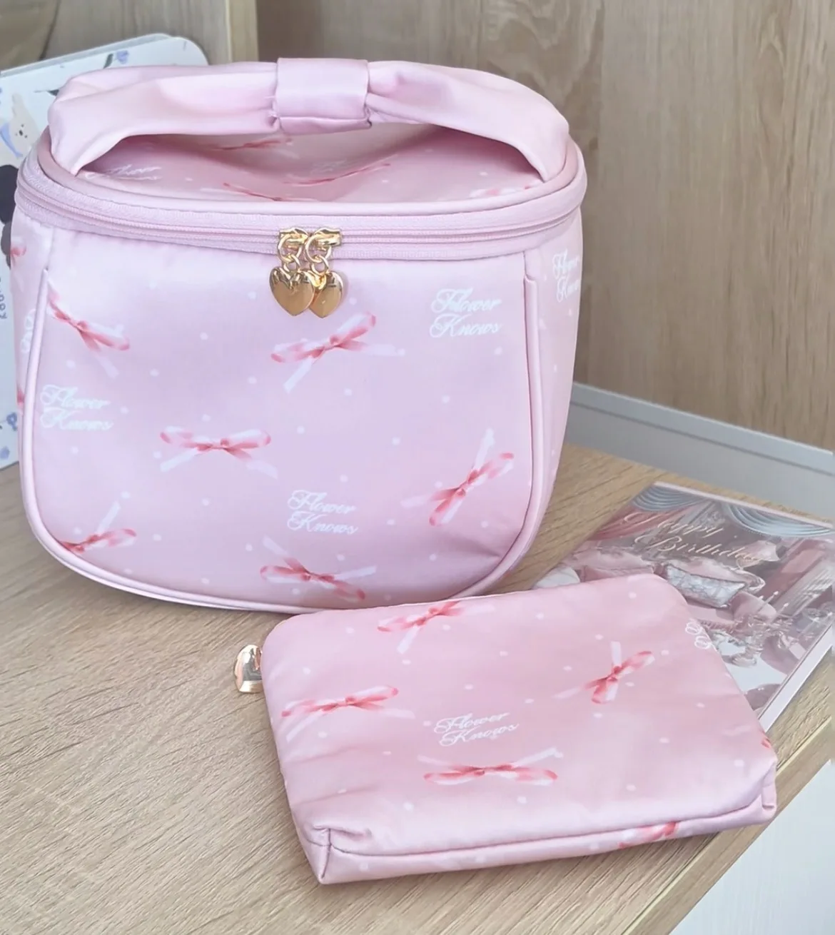 Flower Know Cosmetic Bag Pink 2026 Makeup bag high-capacity