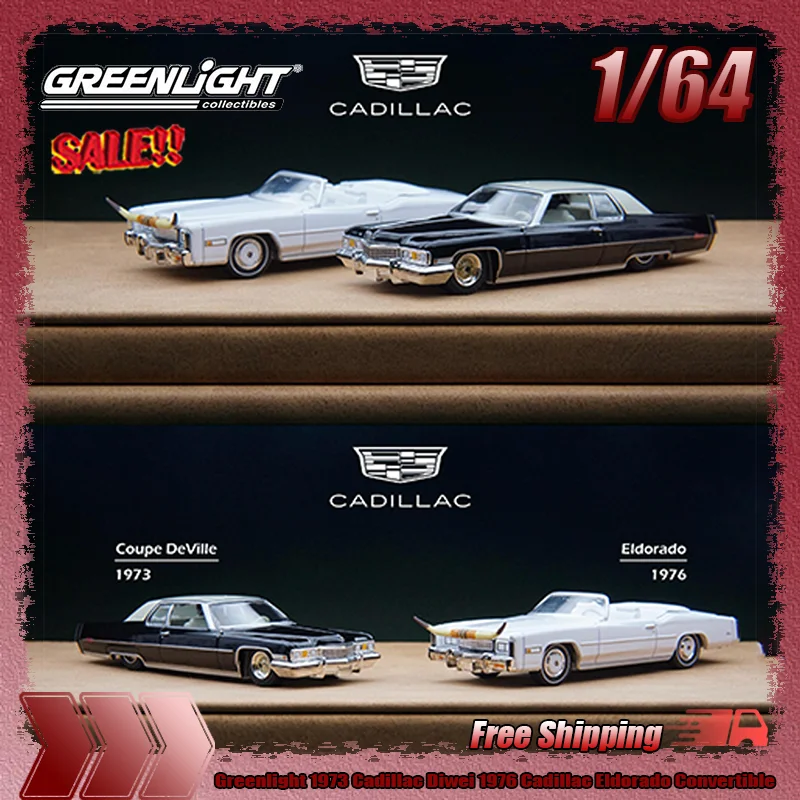 

New Greenlight 1:64 1973 Cadillac Diwei 1976 Cadillac Eldorado Convertible Simulation Alloy Miniature Diecast Car Model Toy Gift