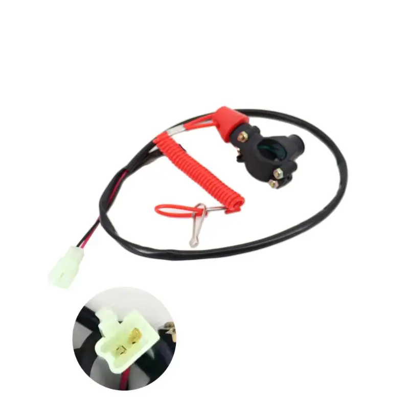 Universal Handlebar 2 Wire Tether Kill Switch Anti Lost Safety Stop Switch for 49cc Dirt Pit Bike ATV Go Kart Racing Use