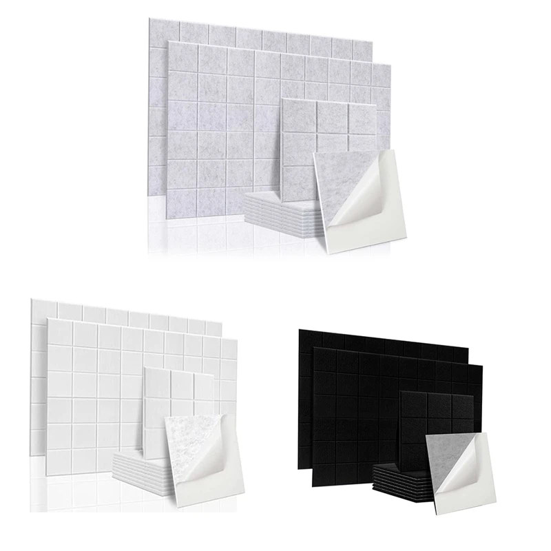 12Pcs Self-Adhesive Acoustic Panels Decor Tiles,Sound Panels 9 Mesh Pin Boards,Acoustic Treatment For Studio