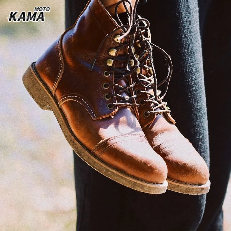 

Briti Sle Boots Men's Trendy Workwear Casual High Top Leather Boots Retro Motorcycle Boots