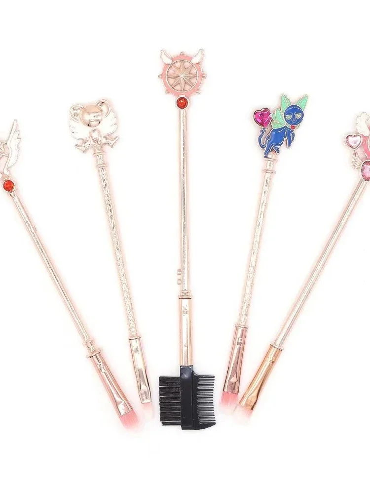 Sailor Moon Makeup Brush Set Metal Handle Blush Brush Sakura Fairy Tool Beauty 5Pieces Makeup Tool Kits Face Care Products