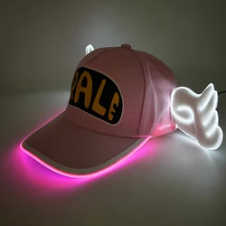 LED light up Anime Cute Dr.Slump Arale Hat Children luminous Hats with wing Cartoon Angel Baseball Cap for cosplay show props