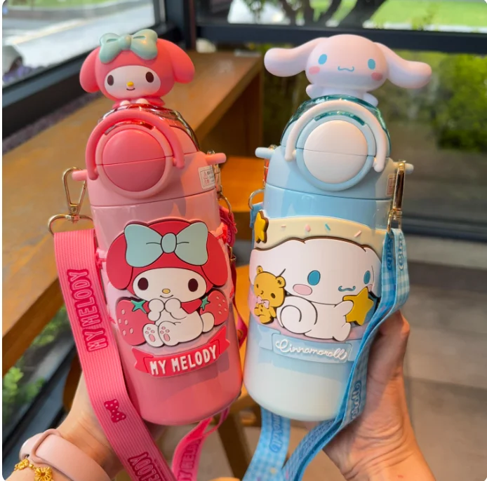 

Sanrio детская вакуумная чашка Hello Kitty Kuromi с рисунком для девочек Kawaii соломенная чашка студенческая портативная большая емкость подарок ежедневные принадлежности