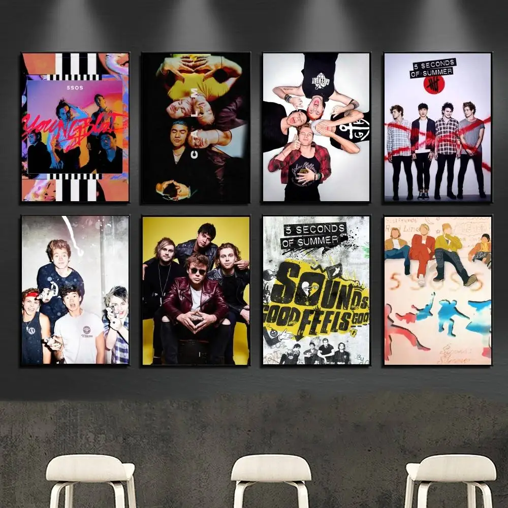 5 Seconds Band of Summer 5sos Poster Sticker Gallery Prints Self Adhesive Home Decor Decoration Wall Decals Living Room