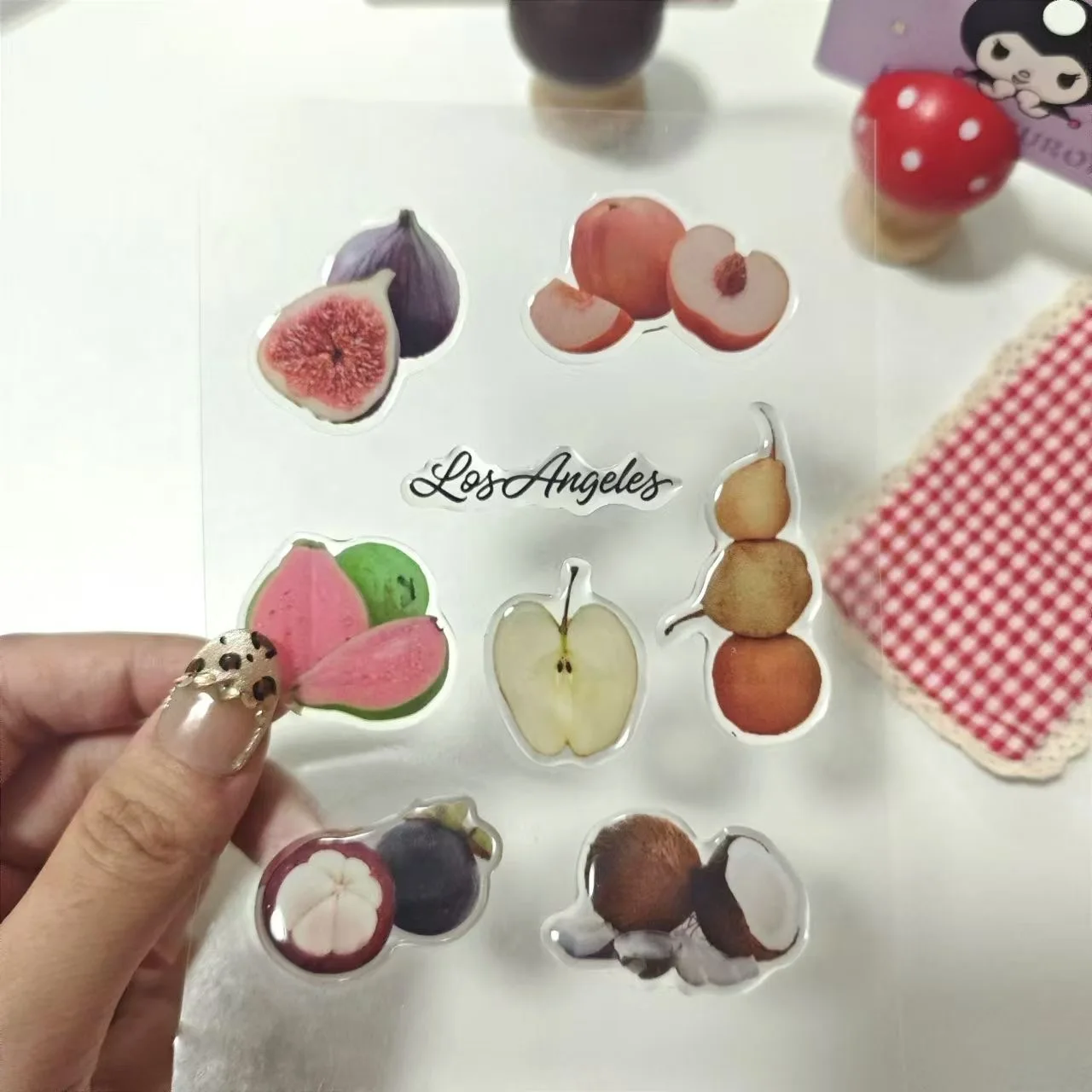 

3 шт. для iphone 17 Pro Max DIY желеобразная наклейка с фруктами, чехол для телефона, декоративная наклейка для iPad 3D кристалл