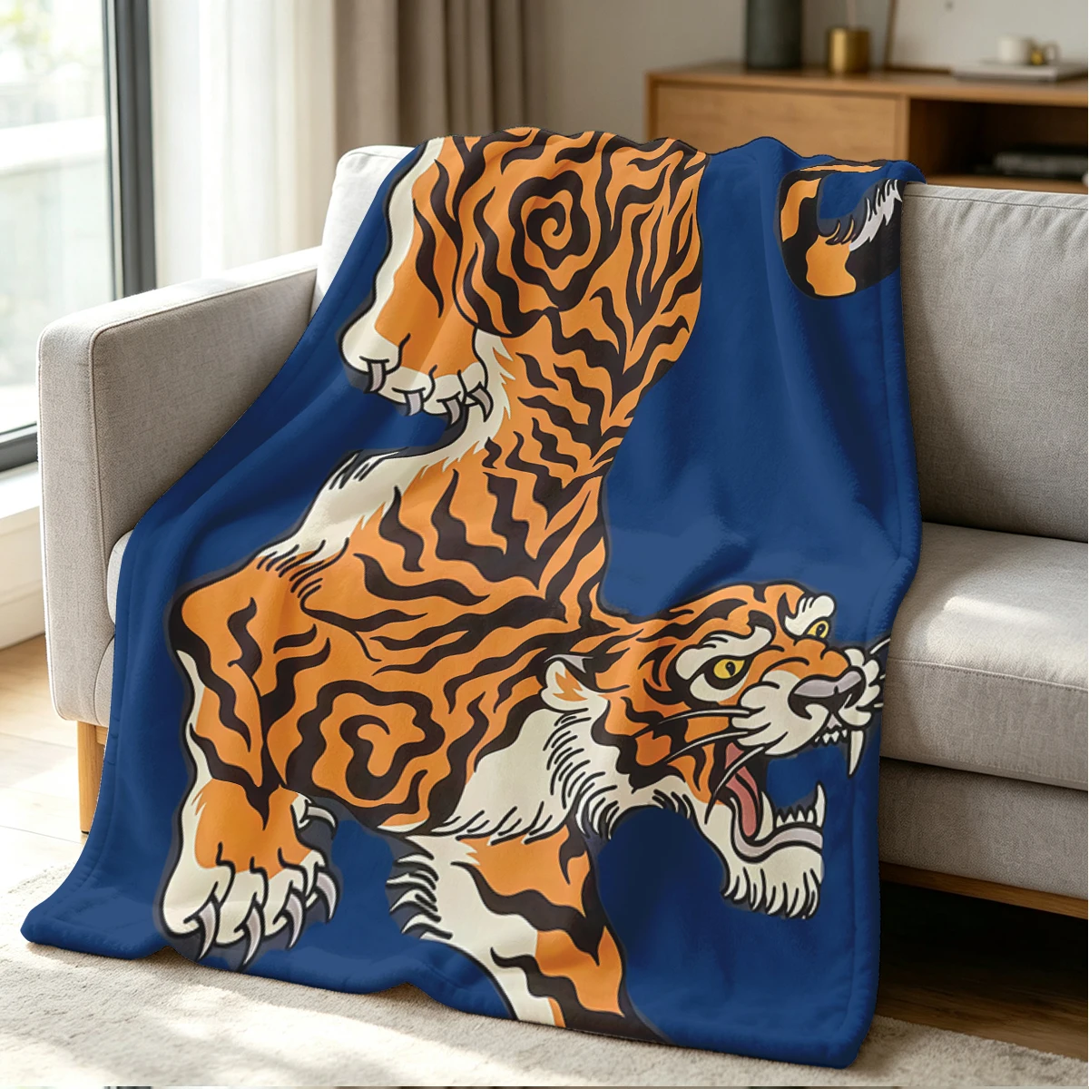 Fierce Tiger Blanket Soft Cozy Throw for Sofa Bed Festive Holiday Decor Gift for Kids and Adults,Lightweight and Warm