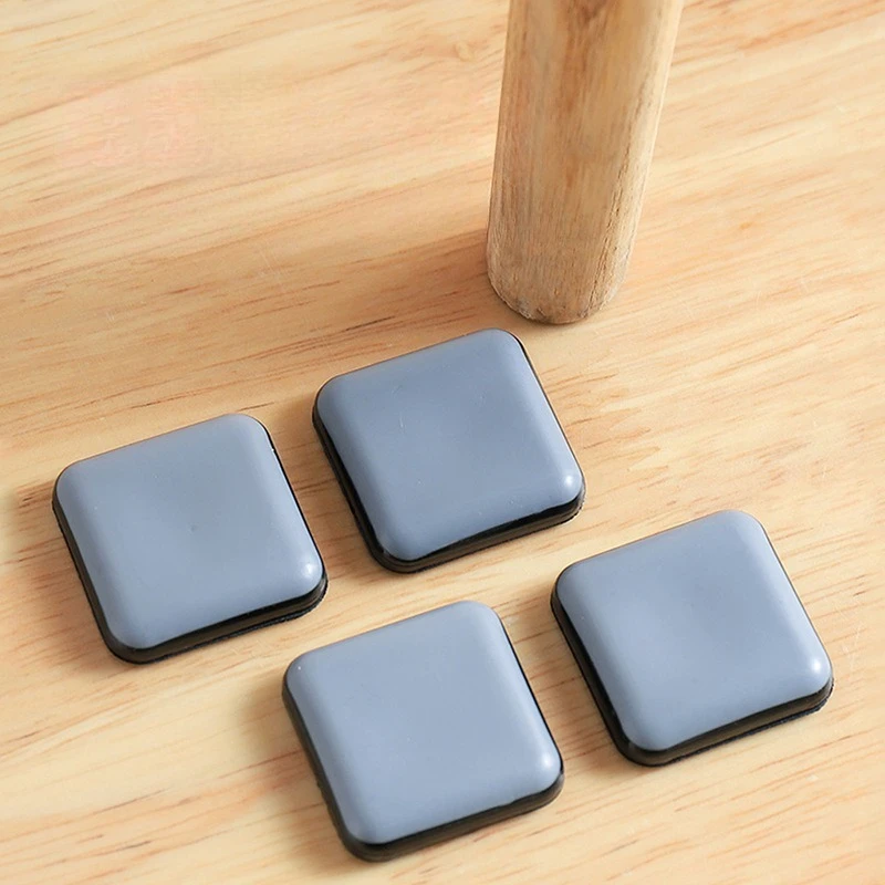 20pc PTFE Furniture Sliders Square Gliders for Chair Legs Sofa Table Non-Slip Pads Home Floor Protector Rubber Base  Accessories
