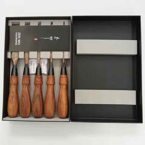 5PCS 세트, Zen-Wu Y-1 순수 고탄소 강철 목재 끌, Zen-Wu Toolworks, 목공 도구