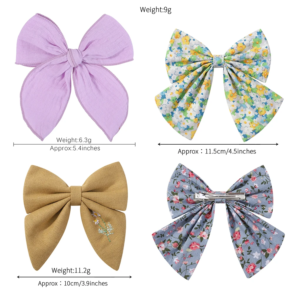 Elegant Floral Cotton Kids Bows Spring Butterfly Hair Clip Fashion Print Hair Barrette For Women Girls Sweet Hairpin Accessories