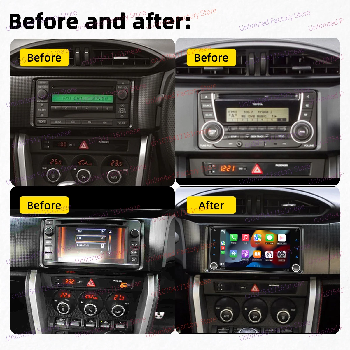 أندرويد سيارة الوسائط المتعددة 2Din لتويوتا GT86 GT 86 2012-2020 7 "شاشة لاسلكية Carplay Autoradio راديو GPS WIFI رئيس وحدة ستيريو #2