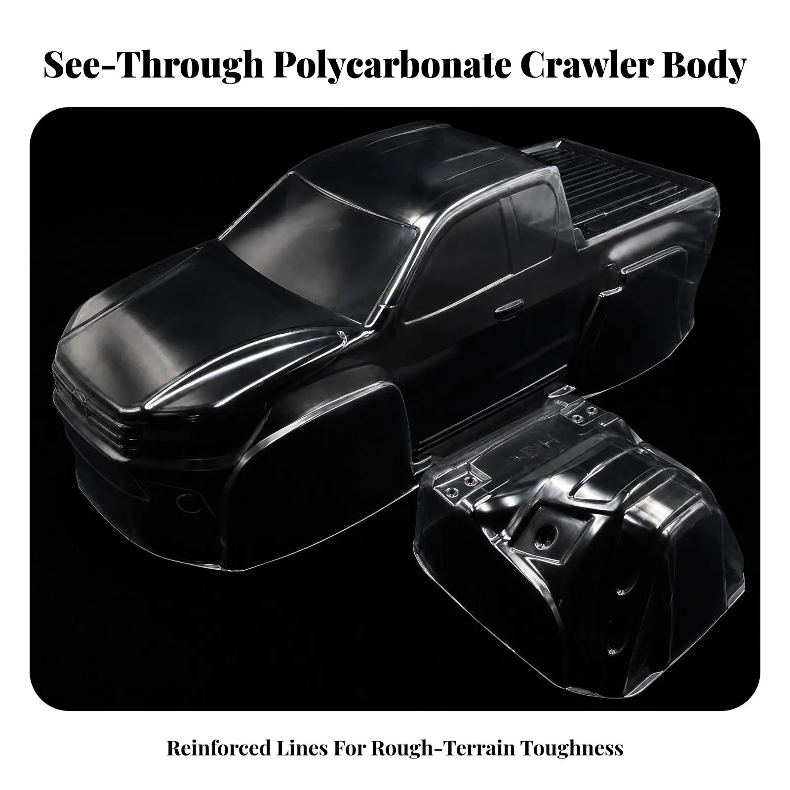 RC Crawler Car Polycarbonate Body Shell Clear Pickup Truck Style for 313mm Wheelbase 4WD Hobby Grade Replacement