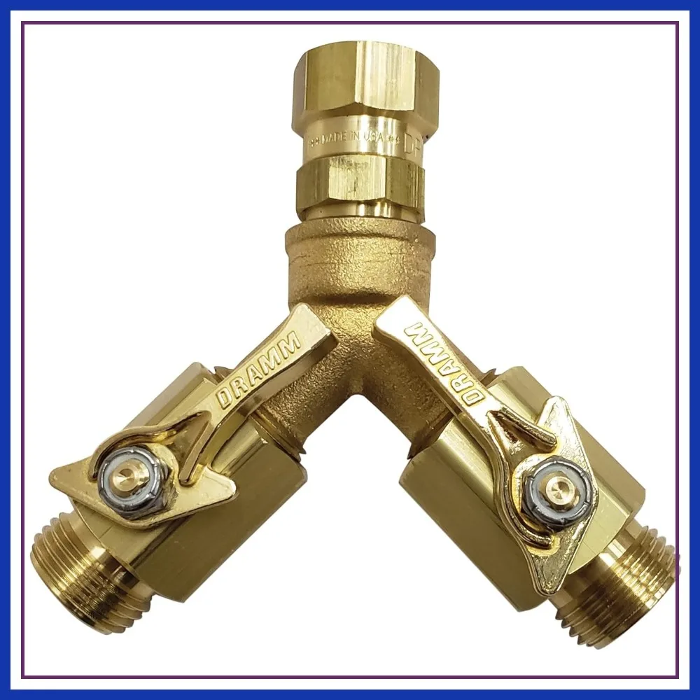 

Dual Garden Hose Water Control Splitter – Brass Shut-Off Valve, Heavy Duty 2-Way Connector