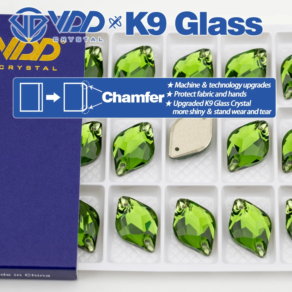 VDD S113 Fern Green AAAAA Top-Qualität K9 Glas aufnähbare Strasssteine, Kristall-Nähsteine mit flacher Rückseite für Kleidung, Hochzeitskleid – Detail 2