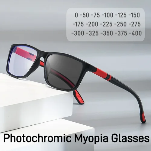 Gafas fotocromáticas antiluz azul para deportes al aire libre, ciclismo, ultraligeras, de alta definición, que cambian de Color, para miopía, 0-0,5-0,75-1,25