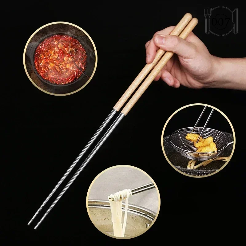 304 Stainless Steel Fried Chopsticks Extended Style Household 40cm Serving Scooping Noodles Tableware Chinese Kitchen Dining Bar