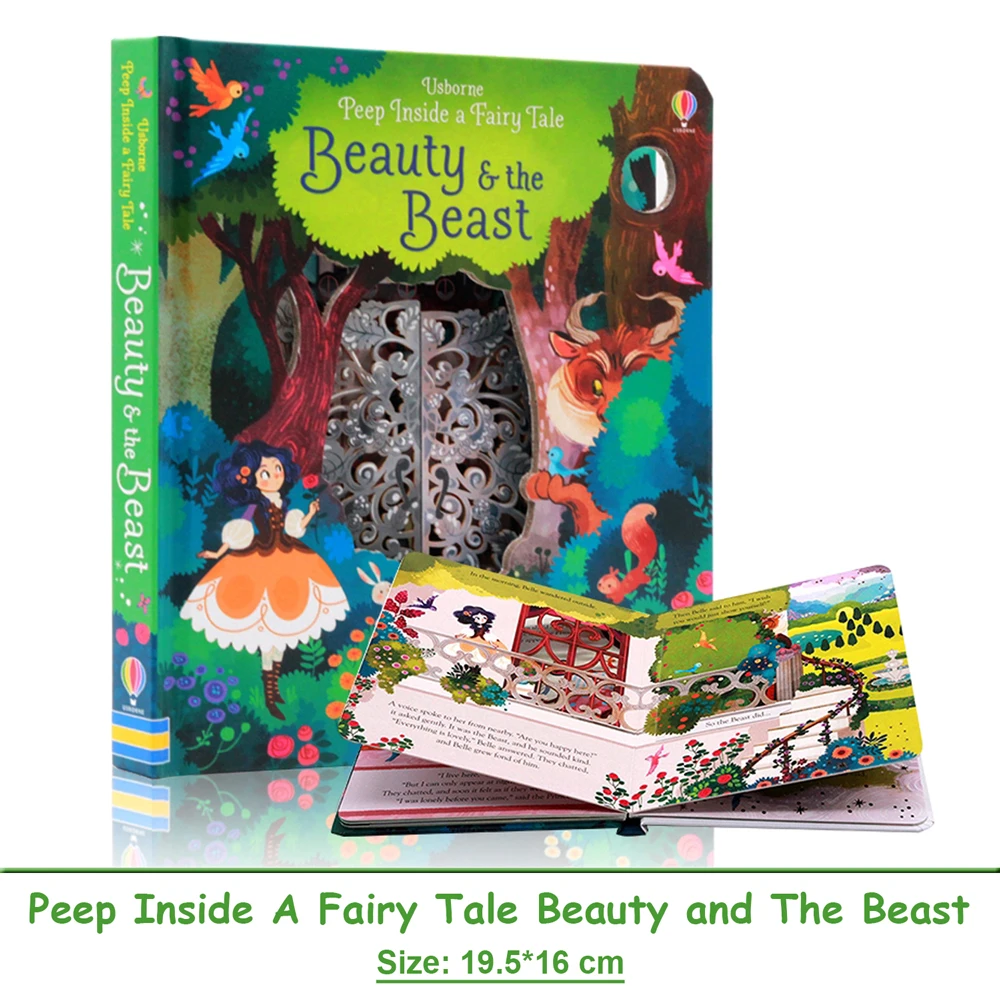 Usborne Peep Inside A Fairy Tale Beauty and The Beast ثلاثية الأبعاد رفرف الإنجليزية كتب مصورة للأطفال الأطفال قراءة كتاب القصة