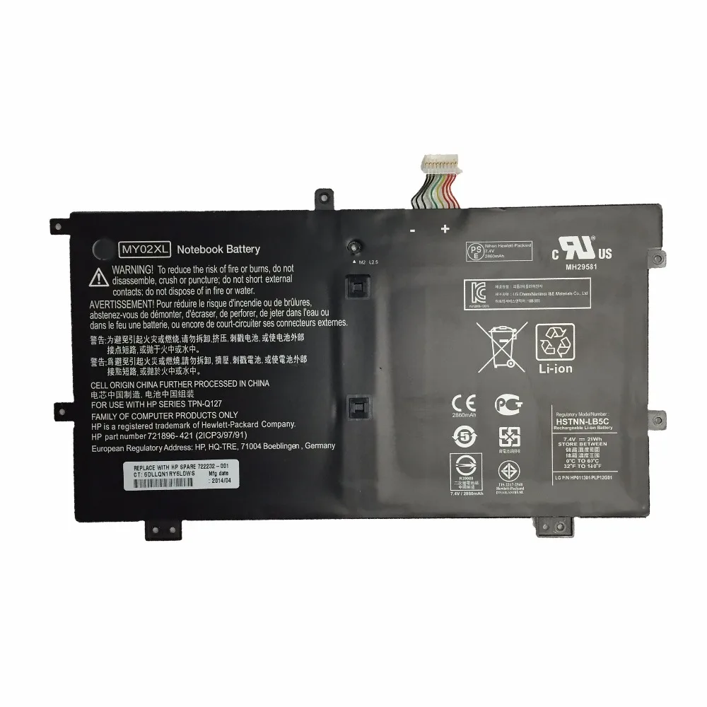 7.4V 21WH New Original MY02XL Laptop Battery for HP Slatebook  10-h000sa X2 X2 10-h010nr Tablet MY02XL