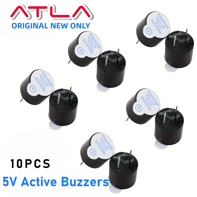 10PCS 5V Active Buzzer Magnetic Long Continous Beep Tone Alarm Ringer 12x9.5mm Mini  Piezo Buzzers, for Arduino