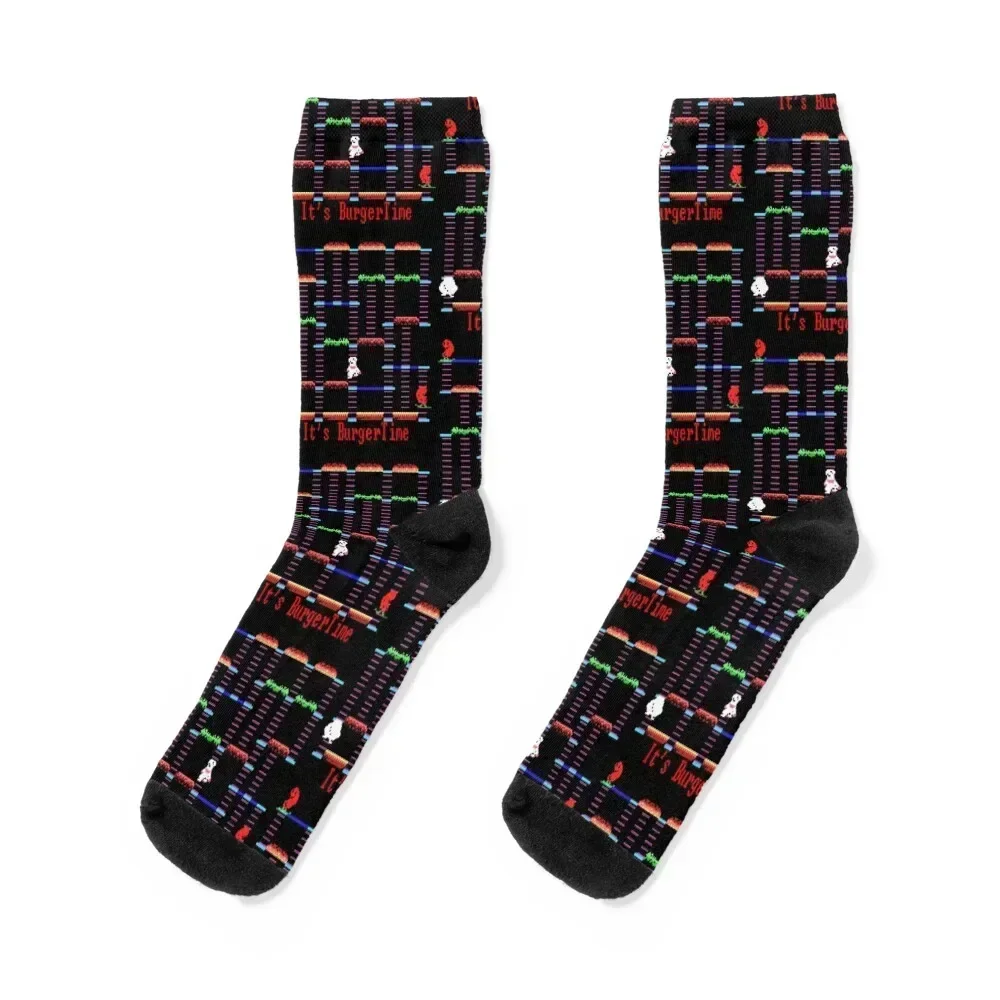 

BúrgérTìmé Retro Game Socks football sheer anti-slip men cotton high quality Ladies Socks Men's