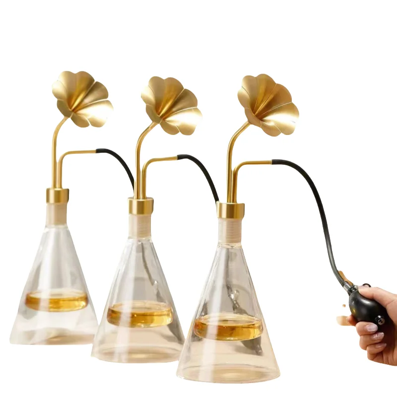 Perfume Bar Dispenser Luxury Stand Essential Oil Bottle Clear Empty Glass Scent Device Coffee Selection  Beauty Salon Brass Tea