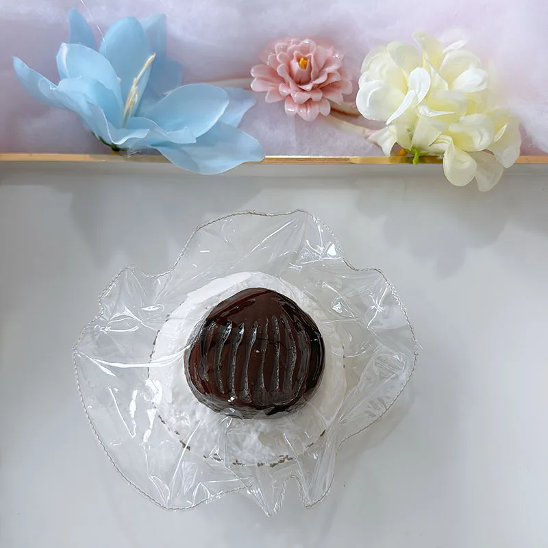 Food Grade Round Cream Cake Squishy Toy With Chocolate Shell Topping Soft Slow Rebound Squeeze Toy Stress Relief Realistic Toy