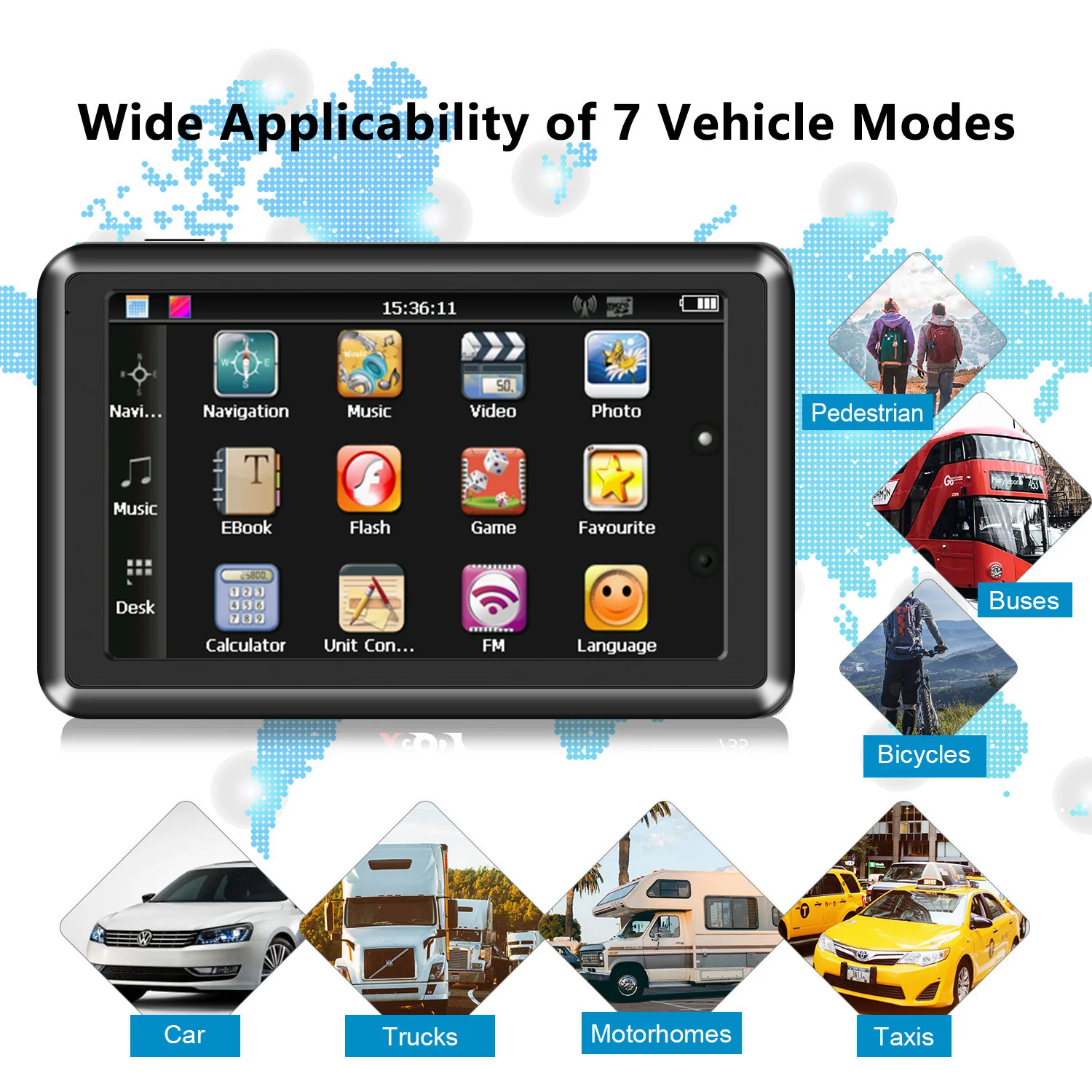 5 "8GB شاحنة السيارة HGV LGV GPS SAT NAV NAVIGATION خرائط التحميل المسبق المجانية مدى الحياة