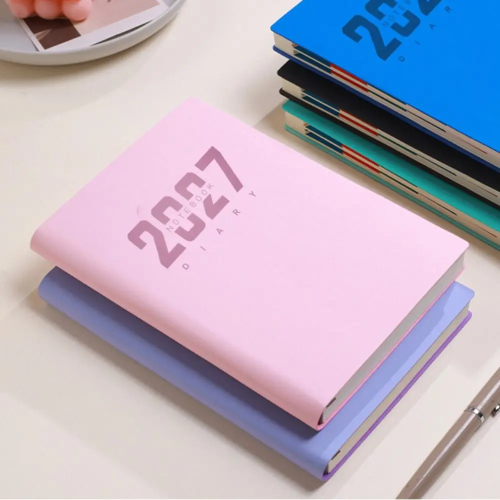 Portable A5 2027 Schedule Book Planner Reminder To Do List Agenda Book Textured PU Daily Planner Book Office Supplies