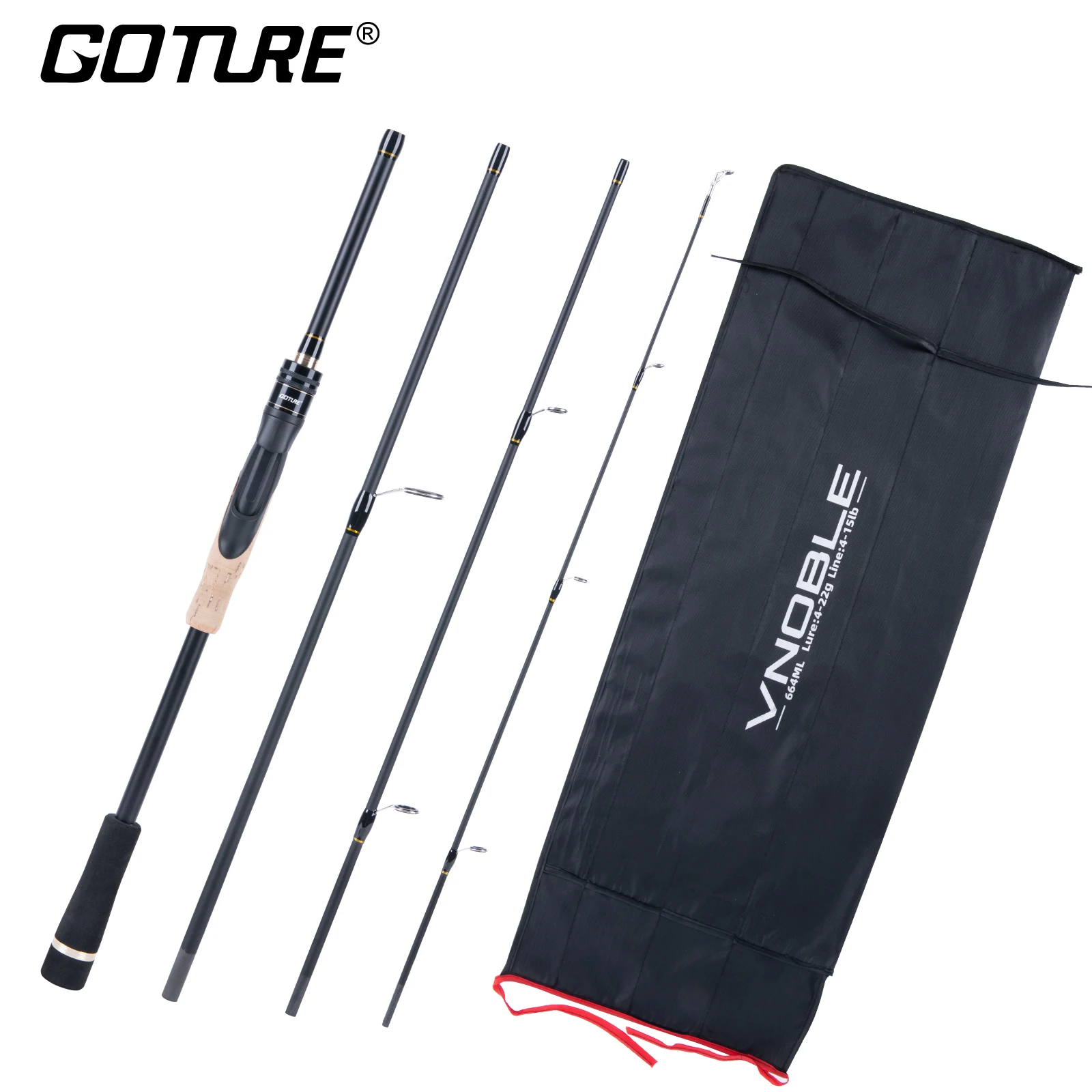 

Goture VNOBLE Spinning Casting Fishing Rod 24T Carbon Fiber ML Power Lure Rods 4-22g Carp Bass Tackle for Saltwater Freshwater