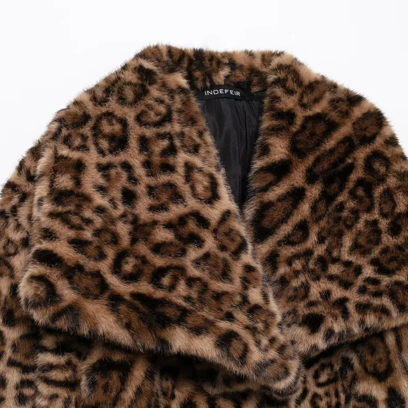 EAEOVNI 빈티지 겨울 레오파드 퍼 스플라이스 코트 여성 패션 라펠 대비 색상 스트리트웨어 재킷 2026 아우터웨어 의류