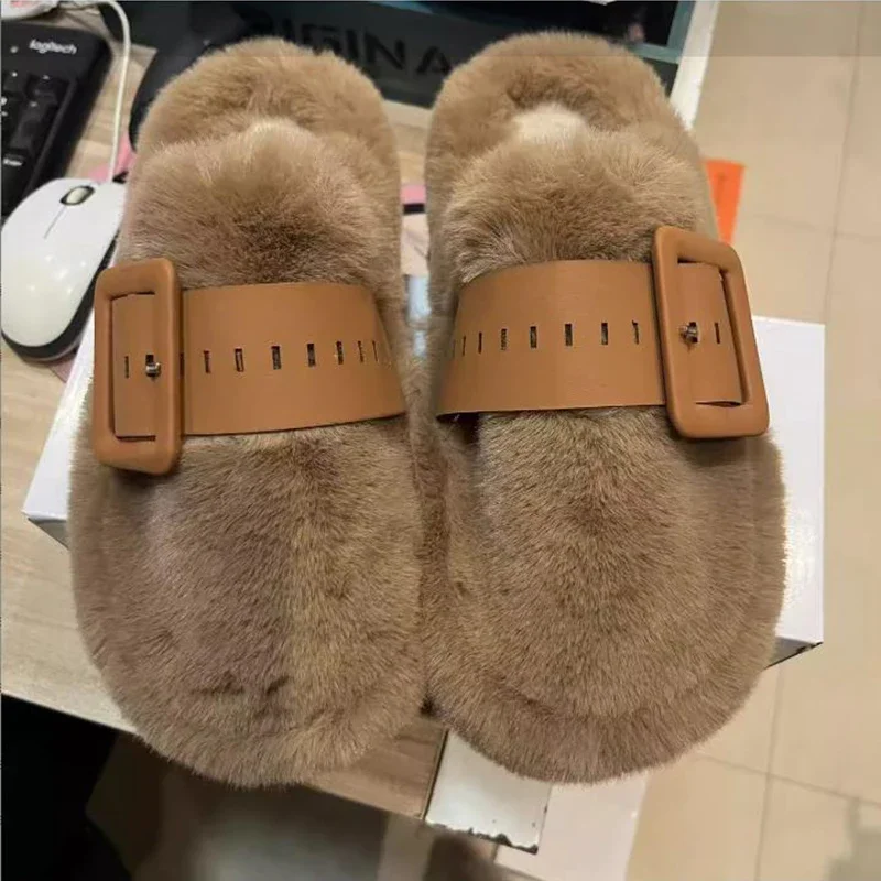 

Women's Plush Slippers Autumn Winter 2025 New Thicked Platform Shoes Fashion Household Anti-slip Warm Cotton Slippers 슬리퍼