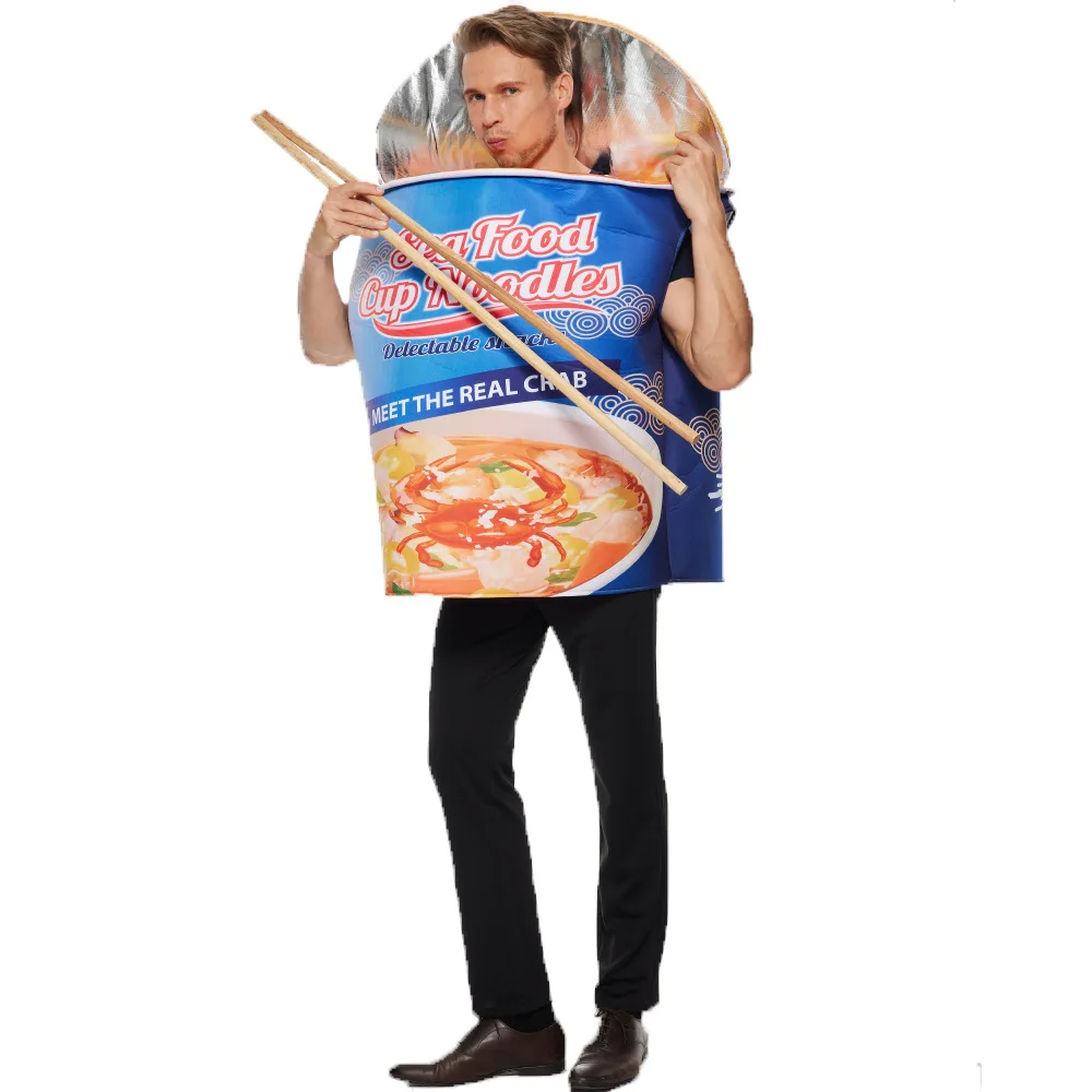 

Halloween New Bowl-Face Seafood Instant Noodles Suit for Party Performance Cosplay Fun All-In-One Jumpsuit
