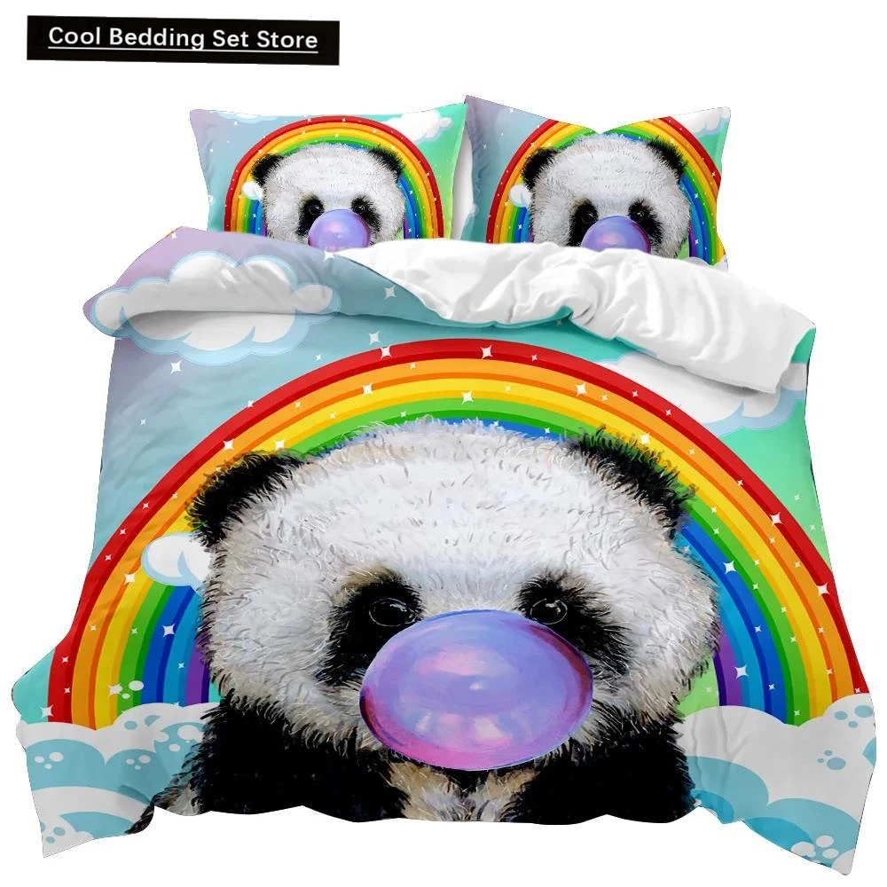 

Panda Duvet Cover Cute Animal Bedding Set for Kids Boys Girl Cartoon Giant Panda Polyester Comforter Cover Bear Printed Wildlife
