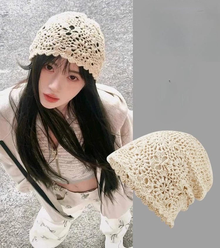New Girls Casual Beanie Bucket Hat Women's Fashion Foldable Travel Ocean Basin Hat Hollow Sun Cap Color Matching Woven TTC0520
