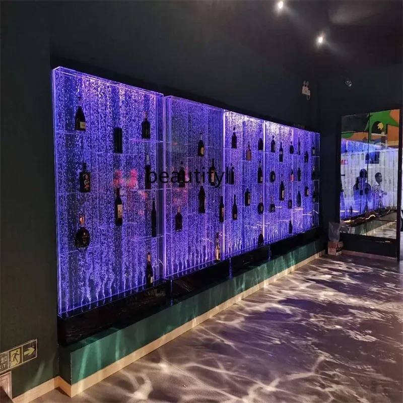 Large Bubble Screen Wine Cabinet Water Curtain Wall Entrance Decoration Background Partition Flow Bath Curtain Ornaments