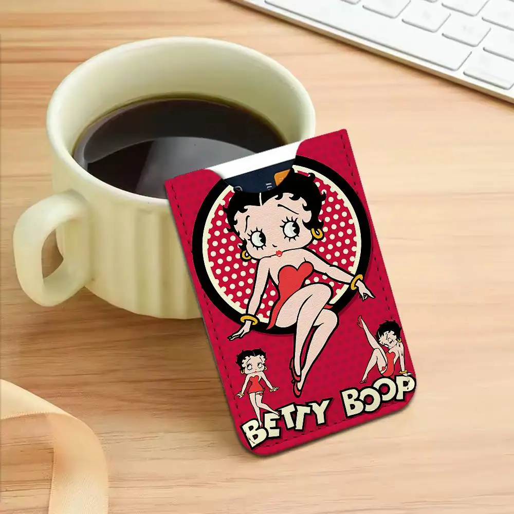 Pretty Cartoon B-Betty B-boop Ultra Slim Men Leather Wallet Lightweight Credit Bus ID Card Holder Case for Daily Business Use view 3