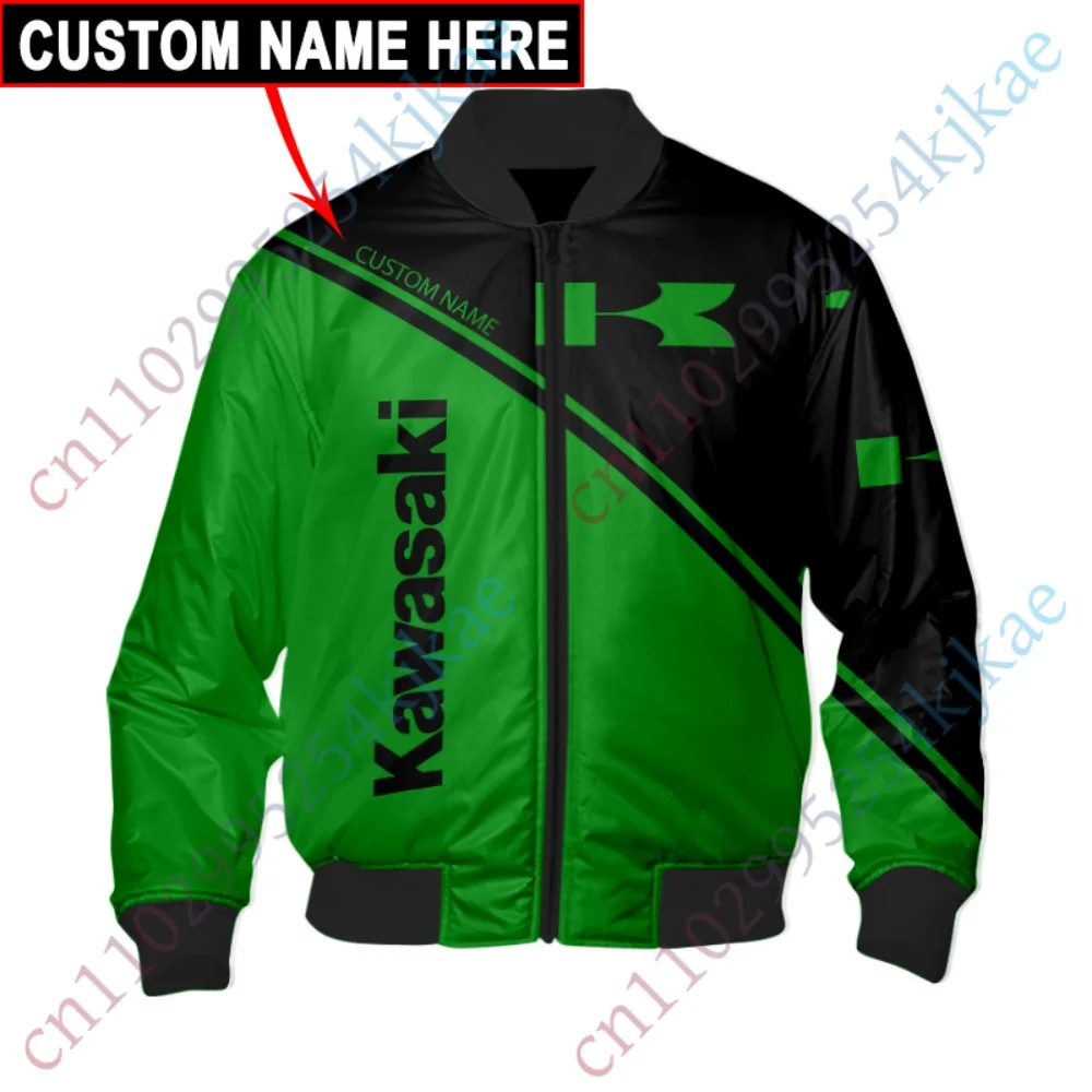 

Kawasaki Bomber Jacket For Men's clothing Winter Thick Baseball Uniform Hip Hop Windbreaker Harajuku Coat High Quality parkas