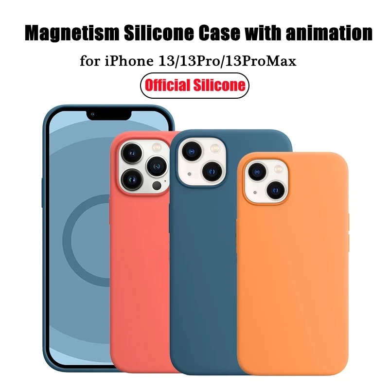 

For iPhone 13 12 Pro Max 13Pro For Magsafing Original With Box Animation Magnetic Wireless Charging Liquid Silicone Phone Cover