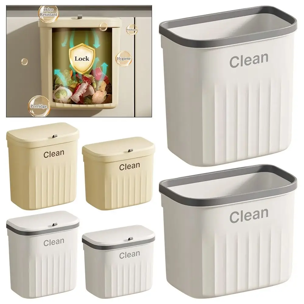 1Pcs New Cabinet Compost Trash Can Wall Mounted With Lid Waste Garbage Bin Hanging Under Sink Kitchen Bin