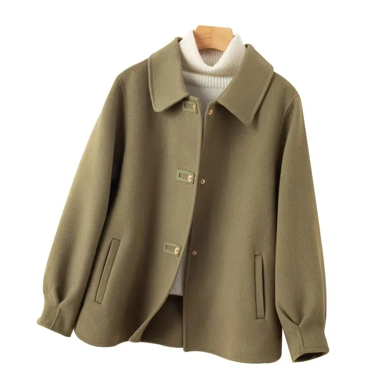 Women's Classic Double-Sided 100% Australian Wool Coat Slim Fit Fashionable Elegant Warm Autumn Winter Charming